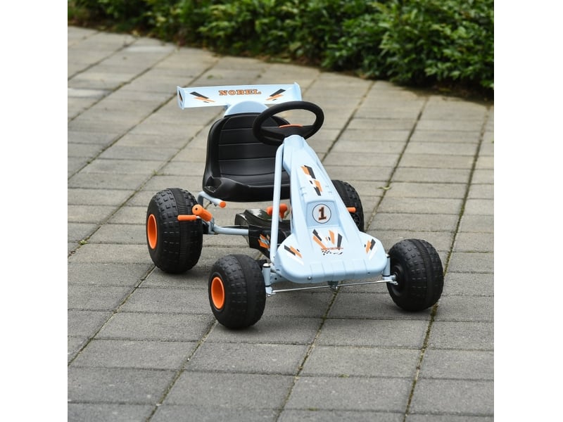  Kart à pédales 97x66x59 cm dès 3 ans avec siège réglable, acier, bleu clair  - Conforama B