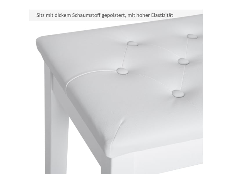  Banquette de piano style campagne avec rangement, bois d’hévéa, similicuir blanc, 76 x 36 x 50 cm  - Conforama D