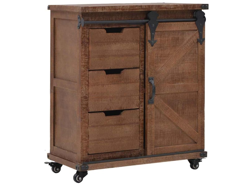  Armoire de rangement, rangement bureau bois de sapin massif 64x33,5x75 cm marron  - Conforama B