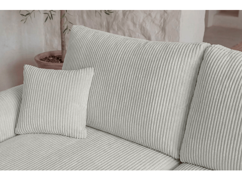  Elio - canapé d'angle convertible petit velours côtelé 4 places blanc  - Conforama E