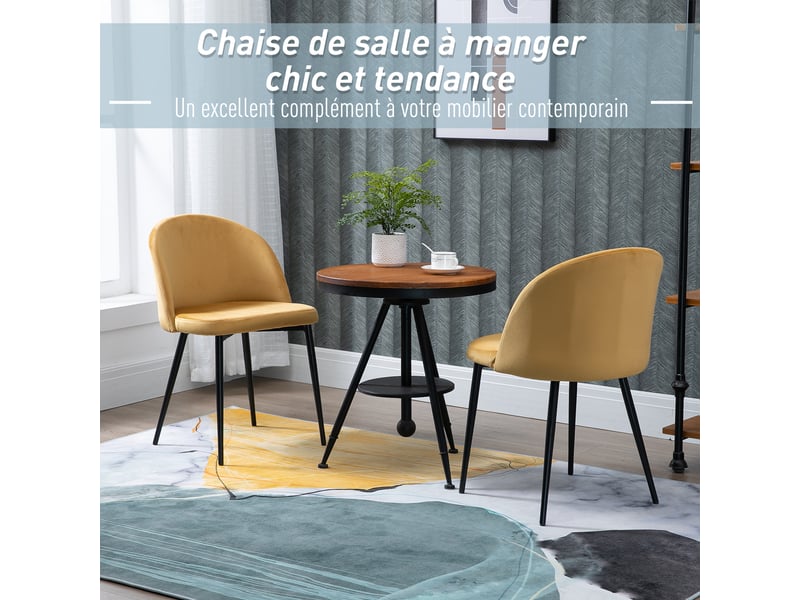  Lot de 2 chaises – design scandinave – assise velours  - Conforama D