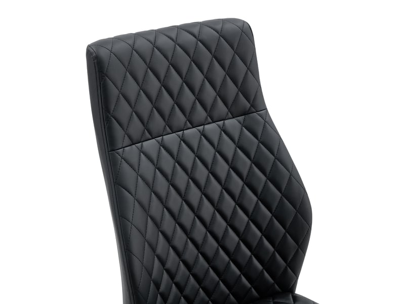  Chaises de salle à manger 2 pièces en tissu à motif losange noir, dossier haut et assise rembourrée, cadre métal noir antidérapant et résistant pour restaurant  - Conforama E