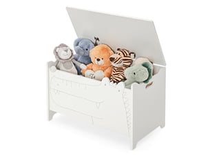 Coffre à jouets avec couvercle rabattable 60 x 33 x 37,5 cm sécurité enfant design mignon en mdf blanc 20_0011497