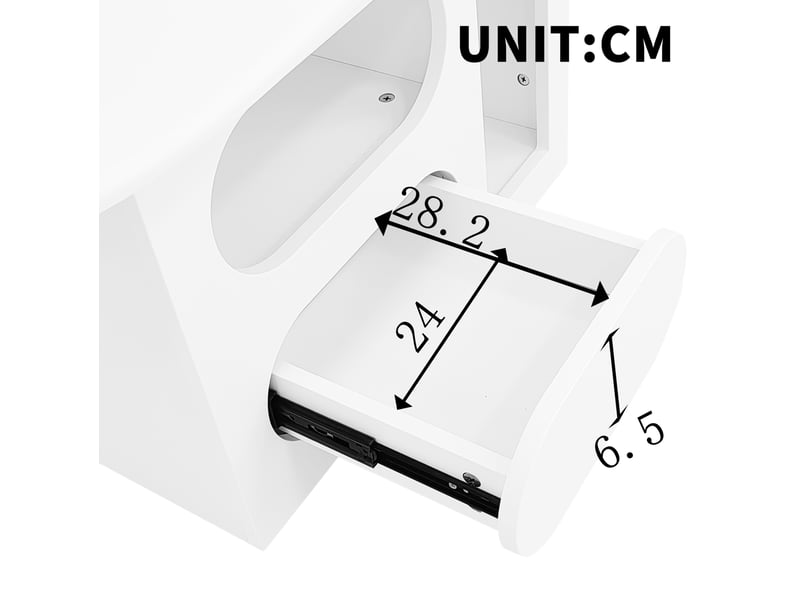  Table basse avec 2 tiroirs et niches ouvertes, forme nuage, pour salon, en panneaux de particules, blanc, 97 × 45 × 43,5 cm  - Conforama D