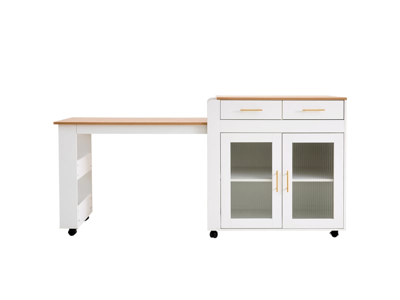  Îlot de cuisine 177x60x89,5 cm extensible panneau de particules blanc  - Conforama B