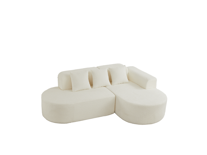  Canapé d’angle 3 places 222x157x73 cm chenille beige avec méridienne droite  - Conforama A