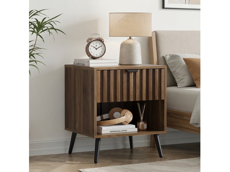  Table de chevet 45x40x53 cm avec 1 tiroir coloris noyer  - Conforama B