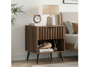 Table de chevet 45x40x53 cm avec 1 tiroir coloris noyer