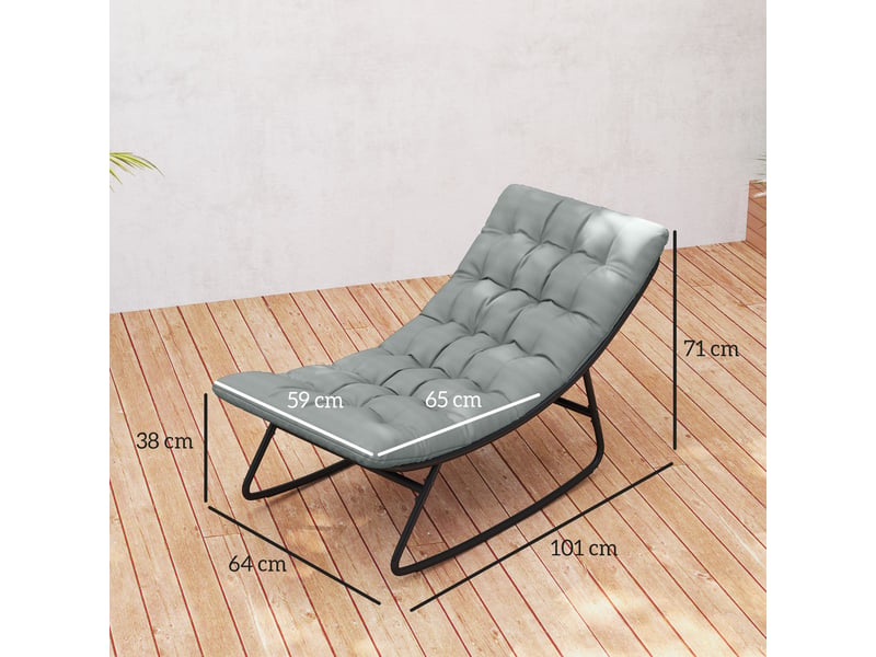 Lot de 2 fauteuils à bascule, chaise à bascule, rocking chair, polyester, 101x64x71cm, gris foncé - Conforama E