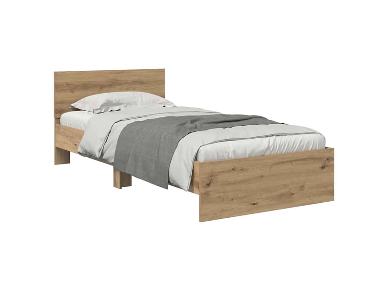  Lit simple- lit adulte -  cadre de lit chêne artisanal 100 x 200 cm bois d'ingénierie  - Conforama B