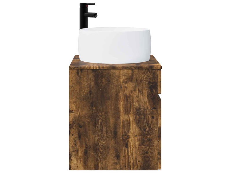Meuble de lavabo mural, rangement salle de bain chêne fumé 49x44.5x66 cm - Conforama C