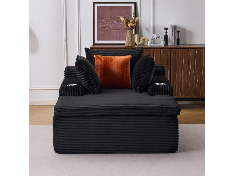  Canapé sans assise enflable boneless - canapé moderne cloud avec chaise lounge, confortable pour salon, 3 coussins &amp; 1 couverture, pas d'installation requise, noir  - Conforama E
