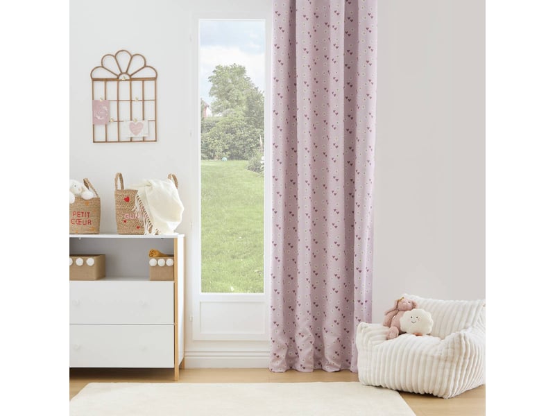 Rideau occultant enfant billie 140x260cm rose motif coeurs BILLIE - Conforama B