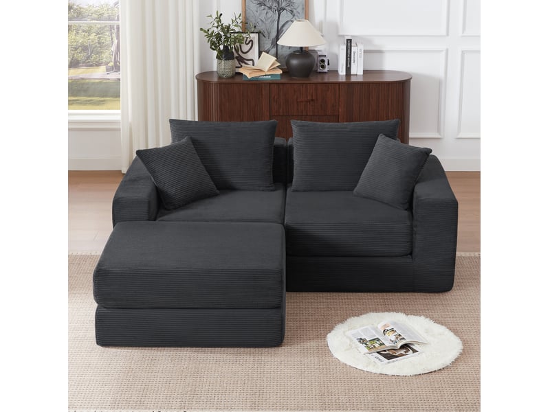  Canapé modulable 259.5x96x80 cm gris foncé, socle antidérapant  - Conforama B