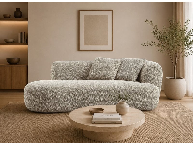 Canapé méridienne en velours texturé taupe uriel - angle gauche S409-M3-TAU - Conforama C