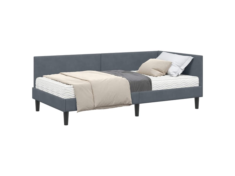 Lit simple- lit adulte - cadre de lit d'angle avec matelas 2 pcs gris foncé 100 x 200 cm - Conforama A