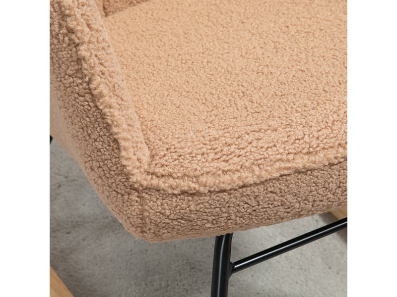  Fauteuil à bascule marron, fauteuil relax imitation peau de mouton pour salon et chambre, charge 120 kg  - Conforama D