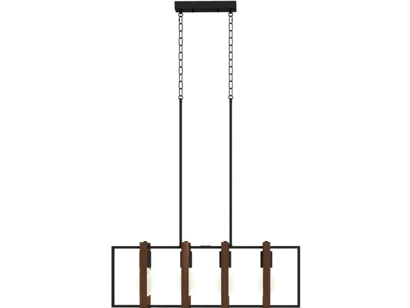  Suspension 4 lumières 80 x 21 cm – noir et bois noyer – hauteur réglable 90 à 130 cm, ampoules non incluses  - Conforama A