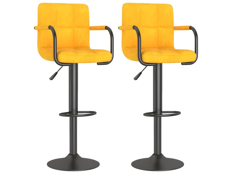  Lot de 2 tabouret de bar, chaise de bar jaune moutarde velours shl25931  - Conforama A