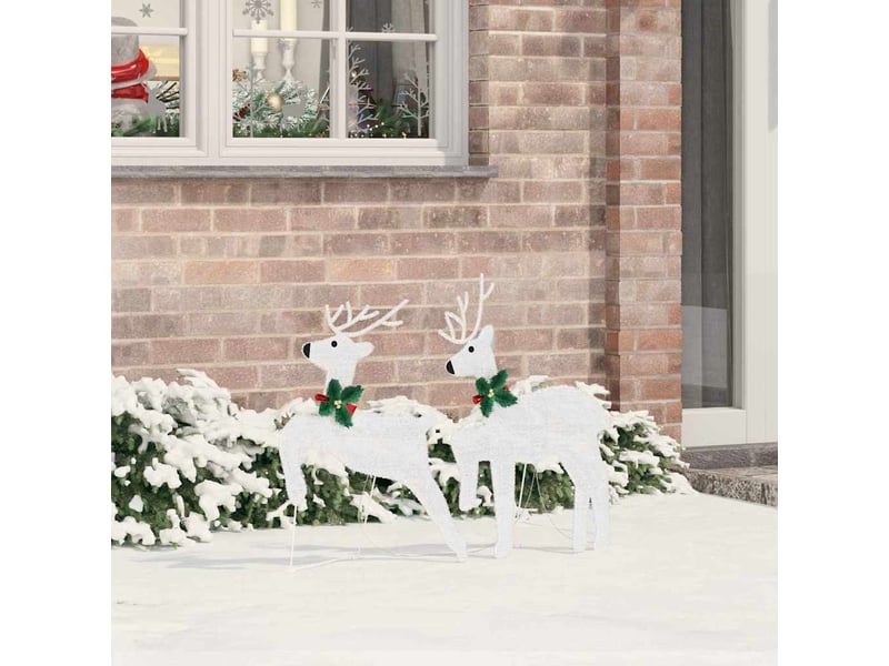  Lot de 2 rennes led, éclairage de noël, décoration de noël blanc froid 45 x 19 x 65 cm tissu cf62077  - Conforama B
