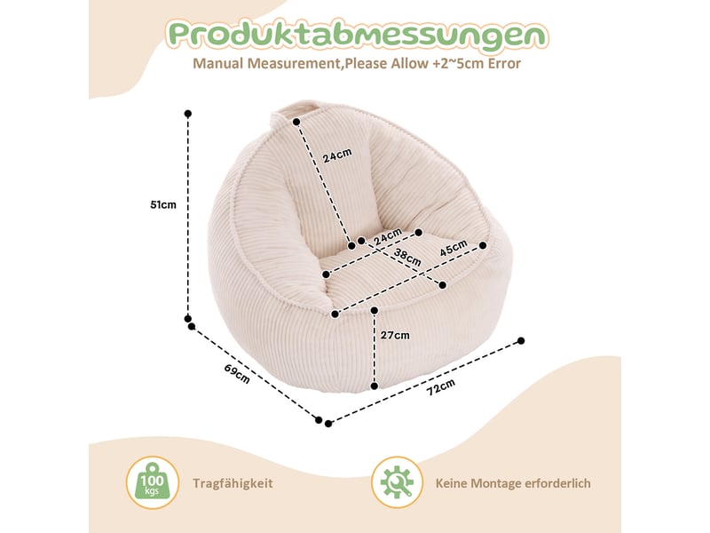  Pouf pour enfant beige avec garnissage en mousse W5378P504680 - Conforama C
