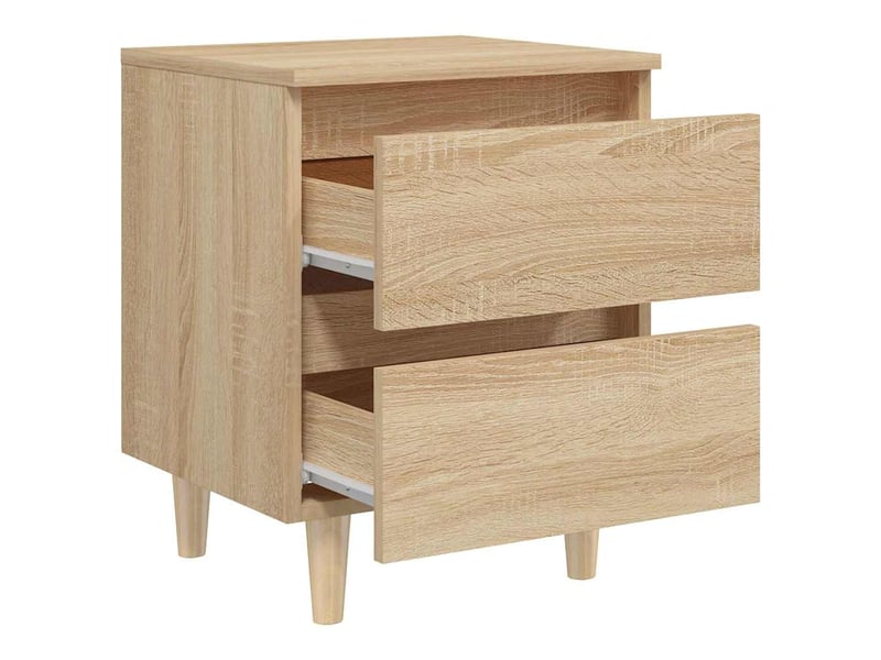  Lot de 2 tables de chevet - cabinet de chevet - table de nuit pieds en pin chêne sonoma 40x35x50 cm  - Conforama E