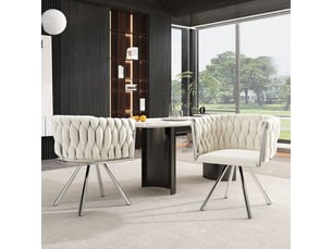 Chaise de salle à manger en velours - ensemble de 6 - pivotante 360° - beige - argent - design ergonomique - moderne