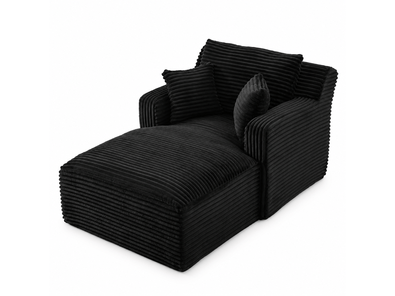  Canapé chaise longue convertible 1 place noir en velours côtelé, assise ressorts, sans montage Fay Lum - Conforama A