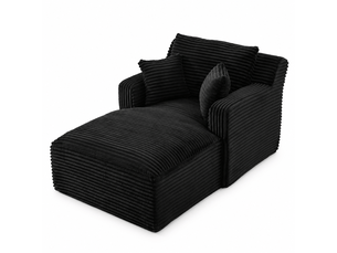 Canapé droit compressé convertible Fay Lum 1 place Velours côtelé noir