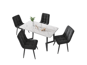 Chaise de salle à manger lot de 4 chaises rembourrées avec dossier, assise en velours et métal, gris foncé