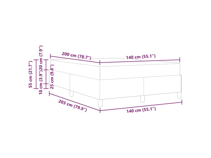 Lit double | lit adulte | cadre de lit avec matelas bleu 140x200 cm tissu - Conforama C