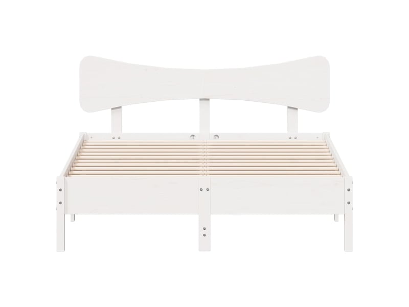  Cadre de lit sans matelas blanc 135x190 cm bois de pin massif  - Conforama D