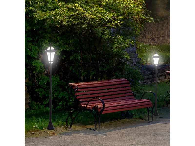  Lot de 2 lampadaires solaires led 18,5x18,5x129 cm ip44 noirs  - Conforama B