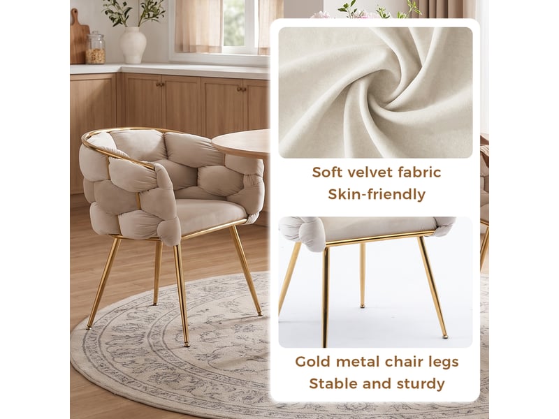  Lot de 2 fauteuils d’appoint,73x56x75 cm,avec accoudoirs,velours,beige  - Conforama D
