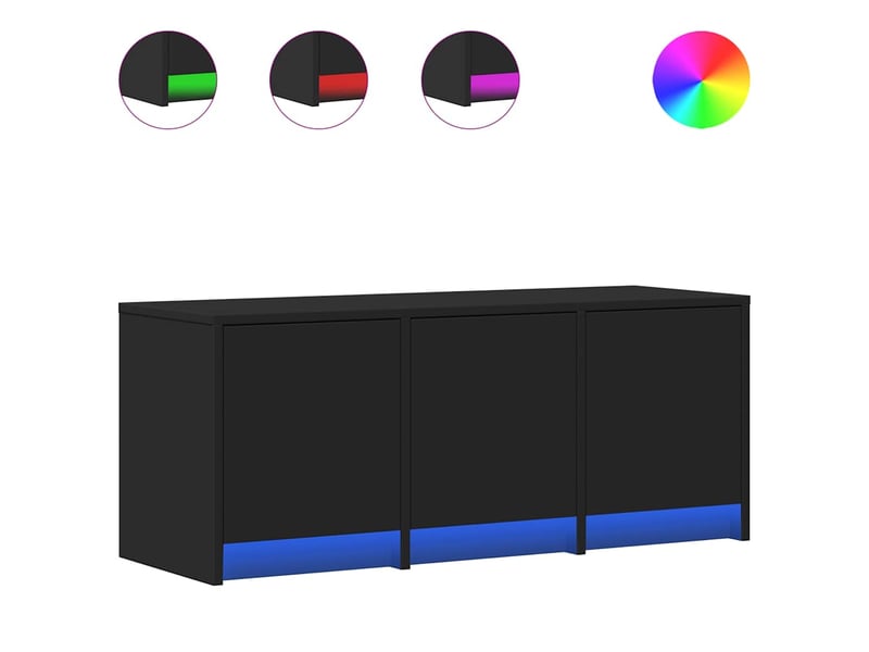 Meuble tv, meuble pour télévision avec led noir 97x34x40 cm bois d'ingénierie - Conforama A