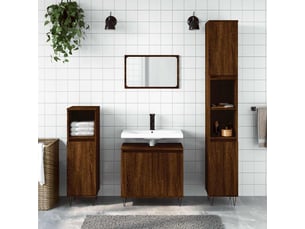 Amoire de salle de bain, meuble de rangement chêne marron 58x33x60 cm bois d'ingénierie