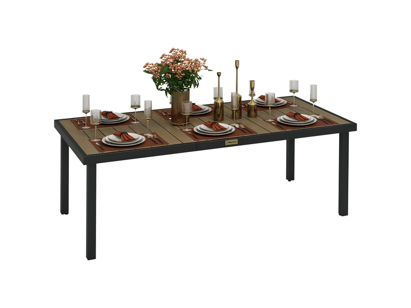  Table de jardin rectangulaire, table à manger extérieure aluminium marron 190x90x74cm  - Conforama B