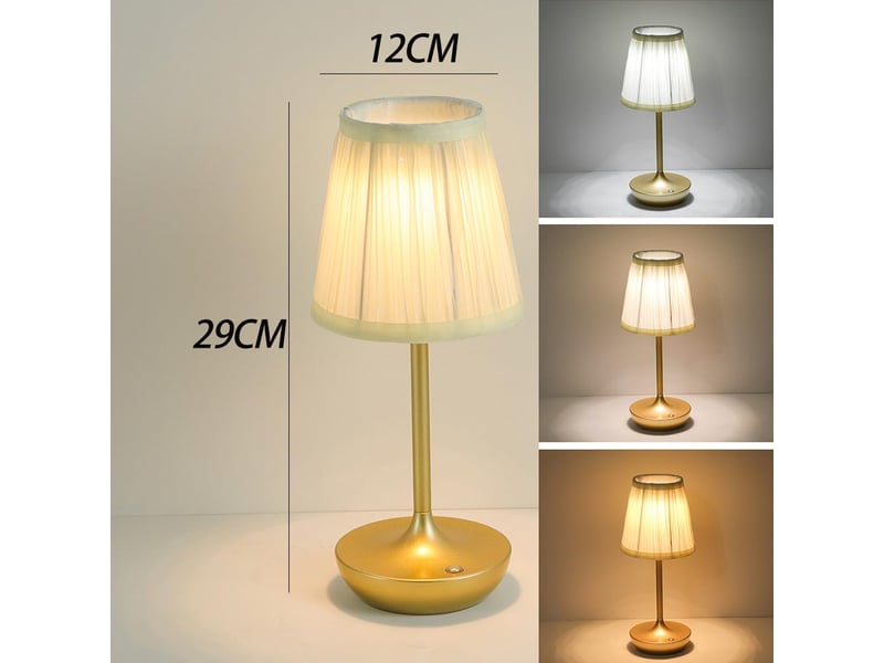 Lampe de table led sans fil rechargeable, tactile et dimmable, 3 couleurs de lumière, batterie 1200 mah, usb - Conforama D