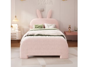 Lit avec rangement 90x200 cm MEUBLIV   coloris rose