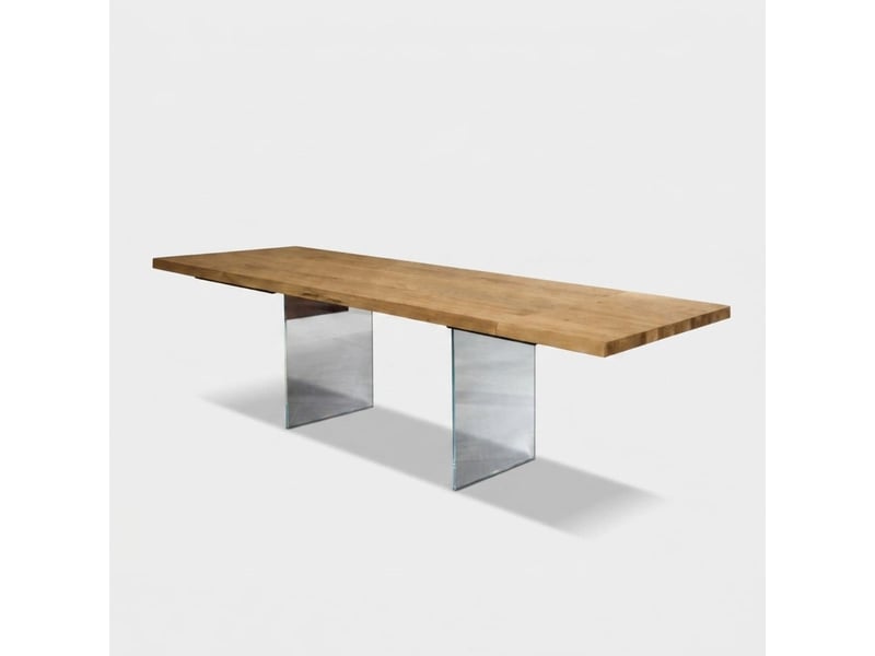  Table extensible en chêne et verre trempé 200300x100 forest - chêne  - Conforama C
