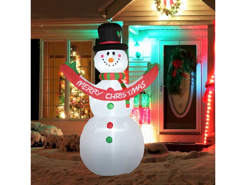  Bonhomme de neige gonflable géant, 243 cm de haut, avec lumières led, décoration extérieure ou de jardin  - Conforama D