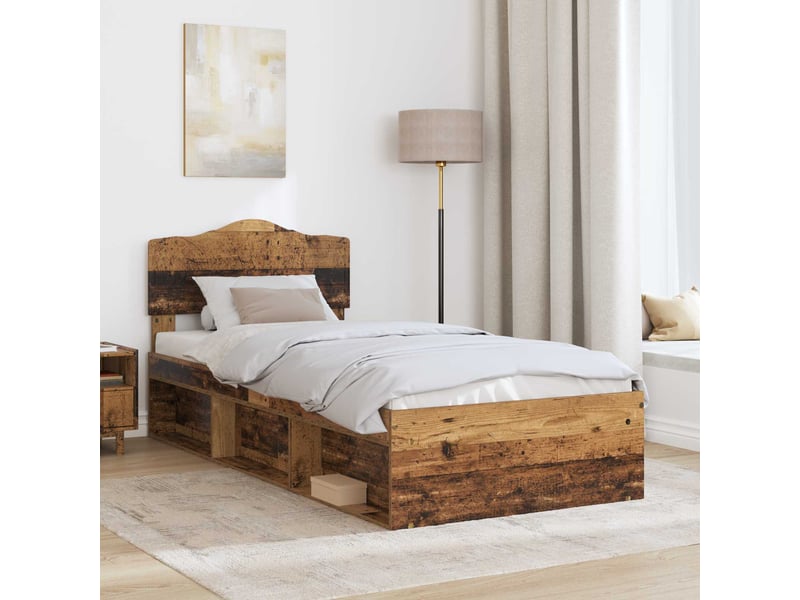 Lit simple- lit adulte - cadre de lit bois ancien 100 x 200 cm bois de pin massif - Conforama B