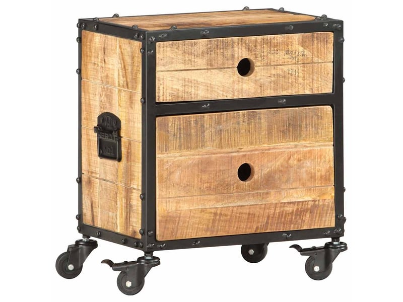  Table de chevet - cabinet de chevet - table de nuit 40x30x50 cm bois de manguier brut  - Conforama A