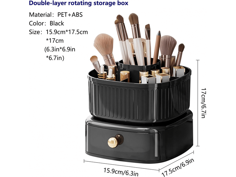  Organisateur de maquillage empilable, support pour pinceaux de maquillage avec plateau rotatif à 360°, étagère pour cosmétiques (noir)  - Conforama B