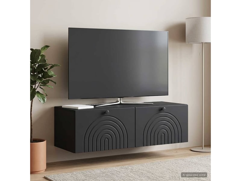  Meuble tv - banc tv - meuble de rangement mural noir 99 x 41 x 30 cm bois d'ingénierie  - Conforama D