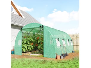 Serre tunnel de jardin env. 4 x 3 x 2 m avec 2 portes zippées et 8 fenêtres cravdom