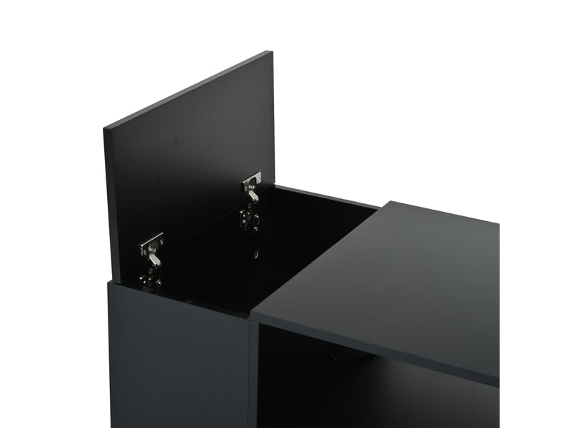  Table basse avec 1 tiroir, 2 portes et led pour salon 100×50×40 cm en panneaux de particules noir  - Conforama D