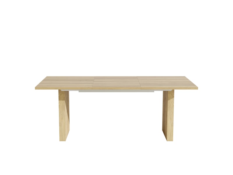 Table à manger extensible 140200 x 90 cm en mdf finition chêne, plateau épais 3 cm, pieds synchronisés, pour 6 à 8 personnes. - Conforama A