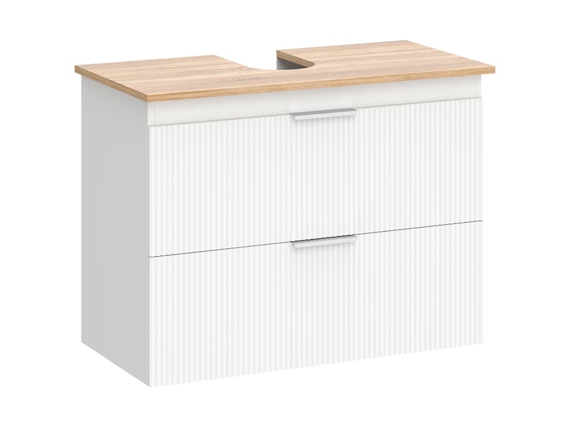  Meuble sous-vasque 2 tiroirs en mdf blanc et coloris bois 80x40x60 cm  - Conforama A