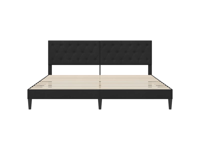  Lit double- lit adulte -  cadre de lit avec tête de lit noir 180 x 200 cm velours  - Conforama C